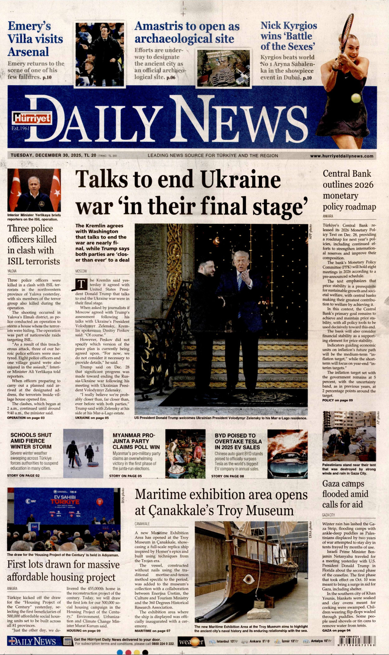 Hürriyet Daily News - 30.12.2025
