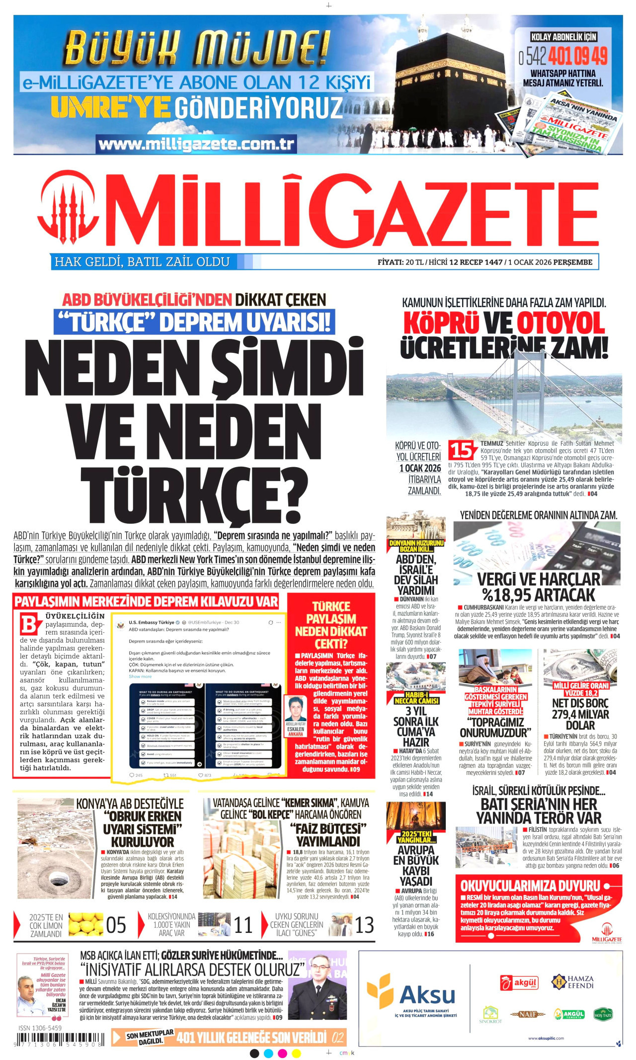 Milli Gazete - 01.01.2026