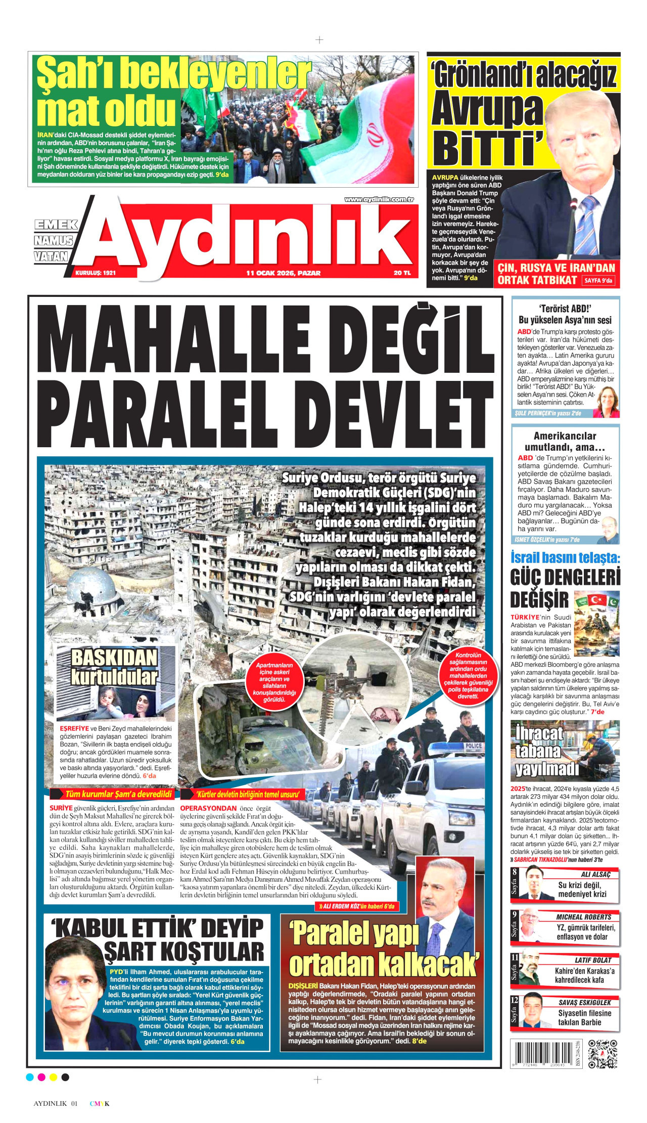 Aydınlık Gazetesi - 11 Ocak 2026