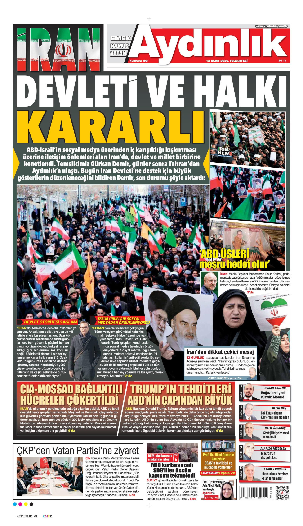 Aydınlık Gazetesi - 12 Ocak 2026