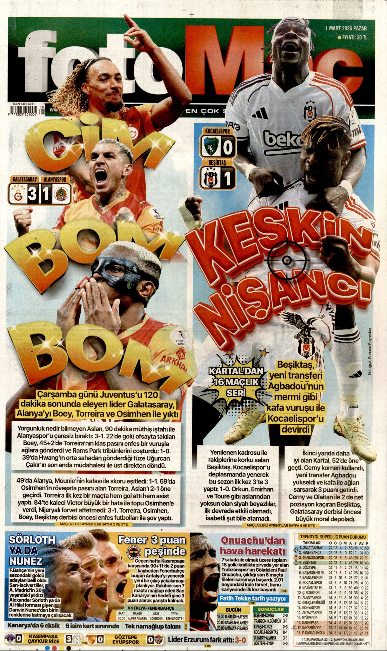 Fotomaç - 1 Mart 2026