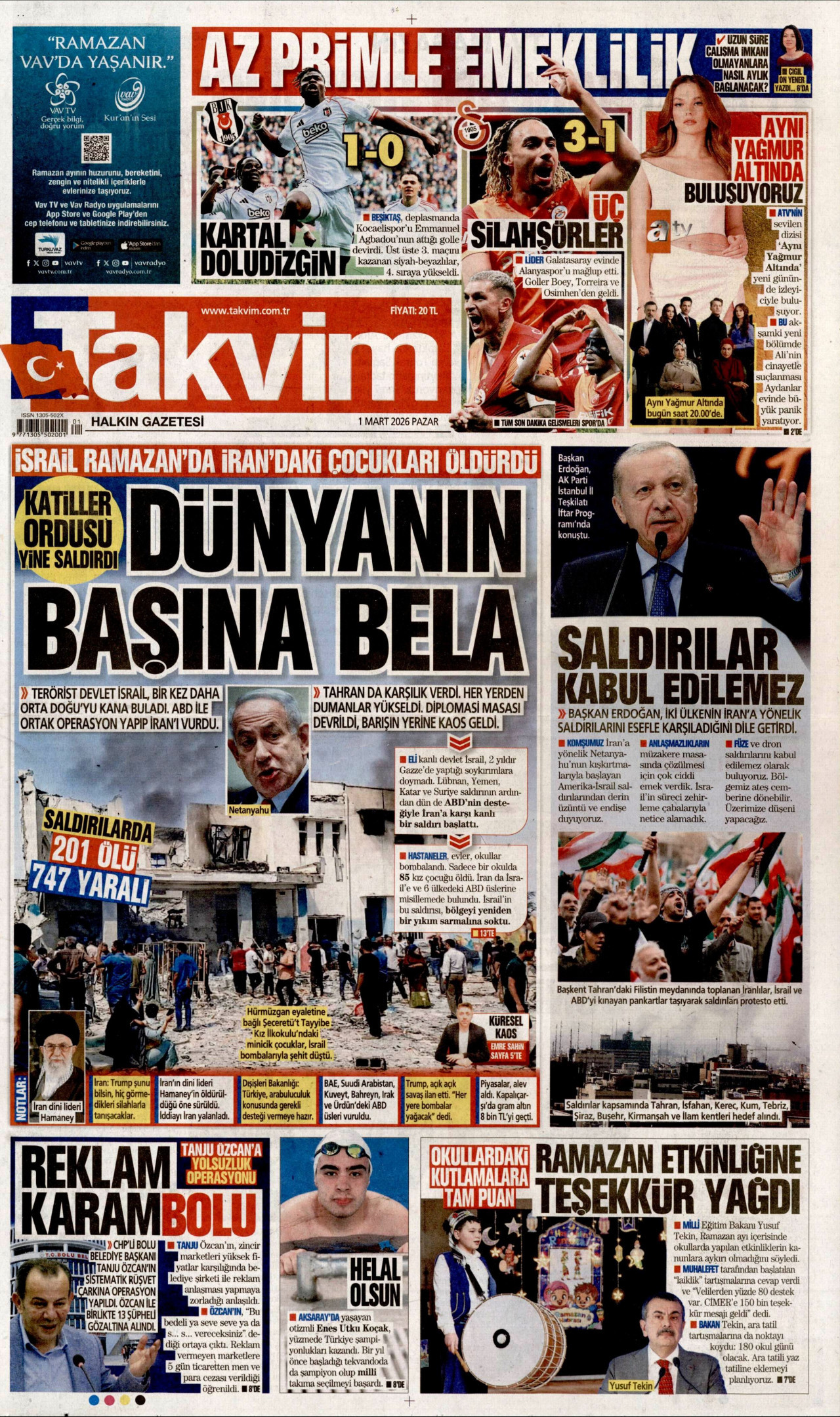 Takvim - 1 Mart 2026
