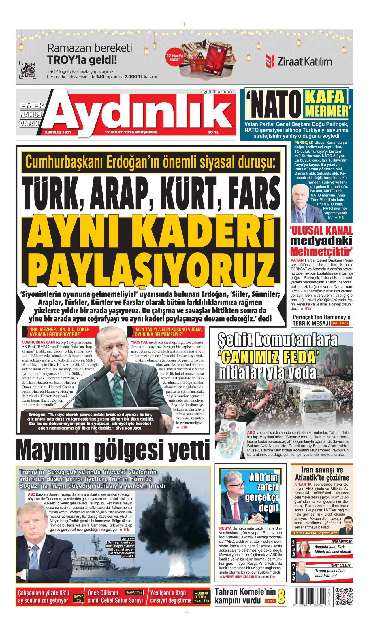 Aydınlık Gazetesi Manşet