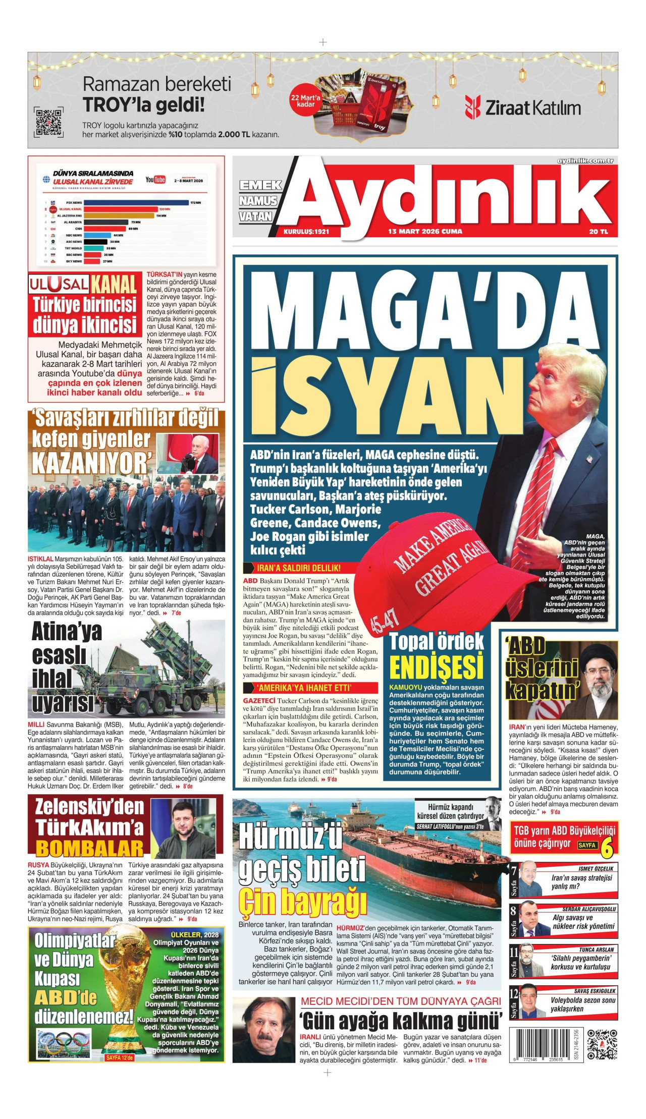 Aydınlık Gazetesi Manşet
