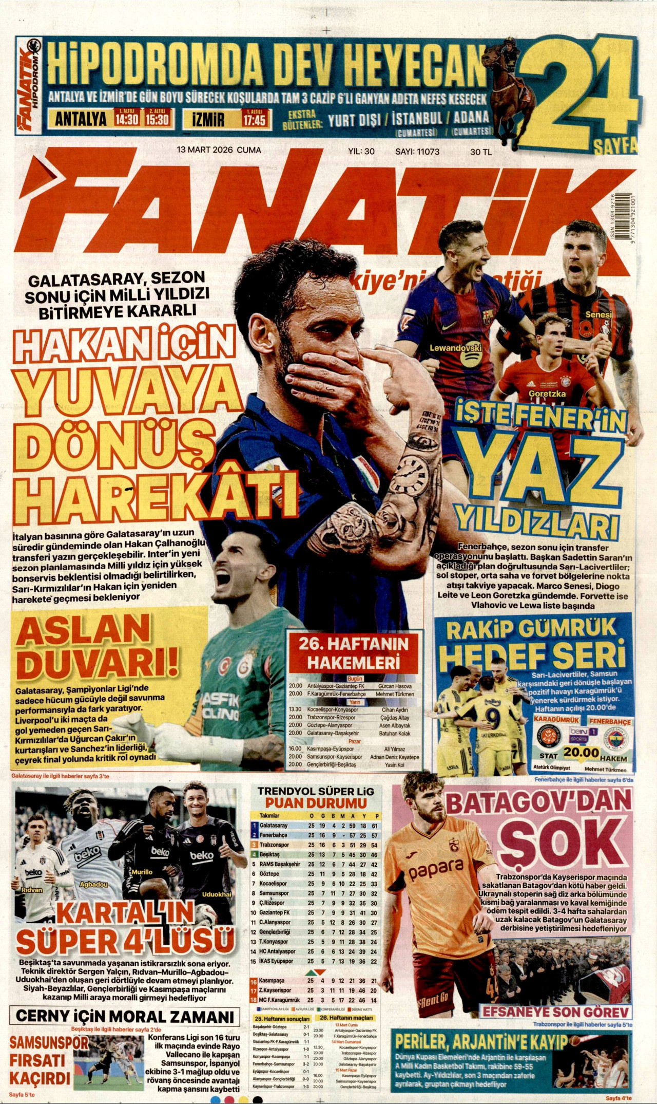 Fanatik Gazetesi Manşeti