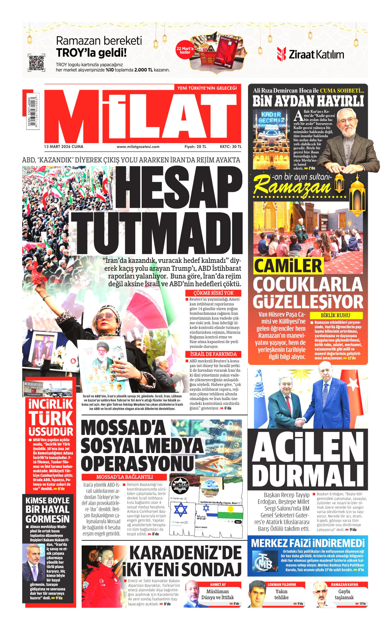 Milat Gazetesi Manşeti