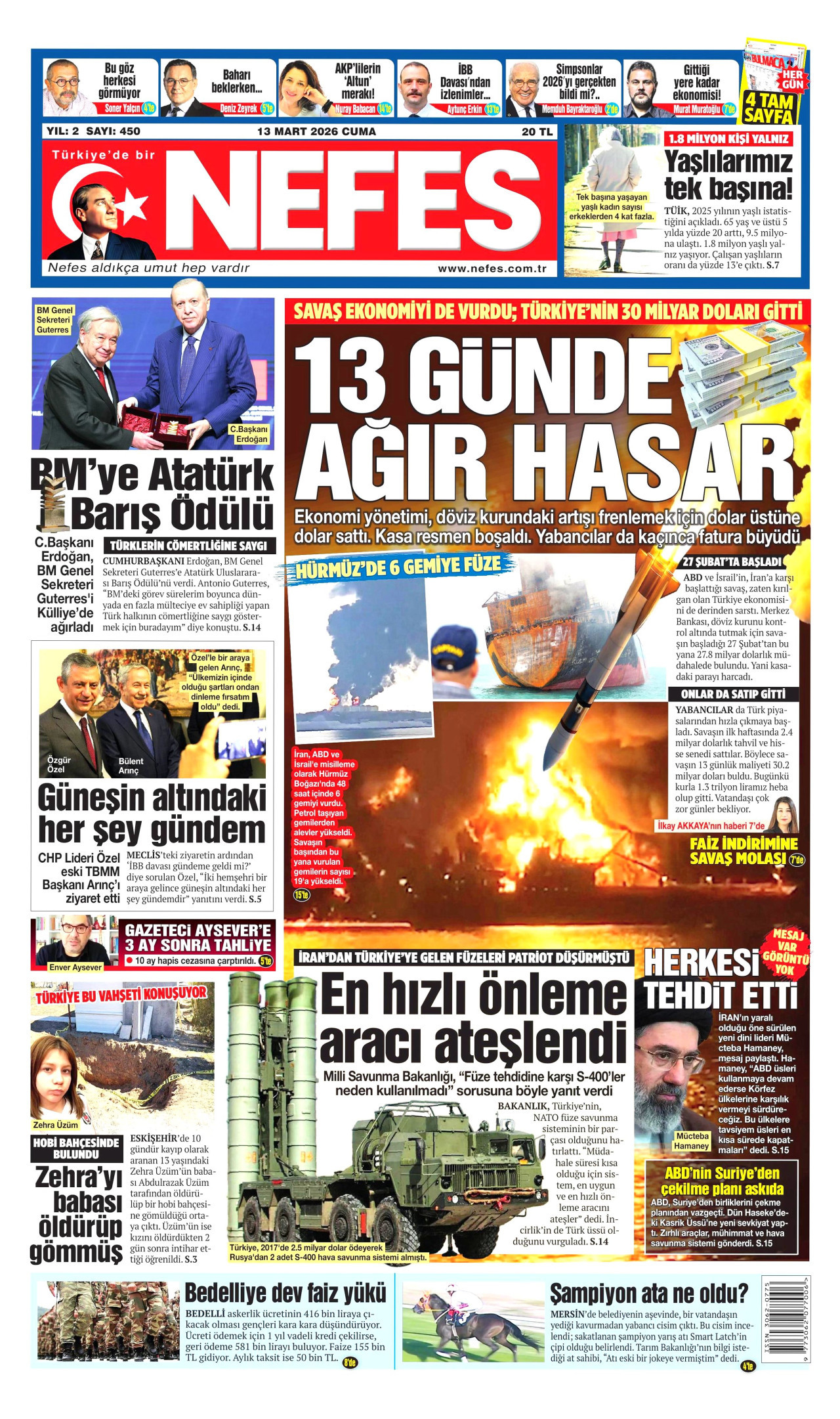 Nefes Gazetesi Manşeti