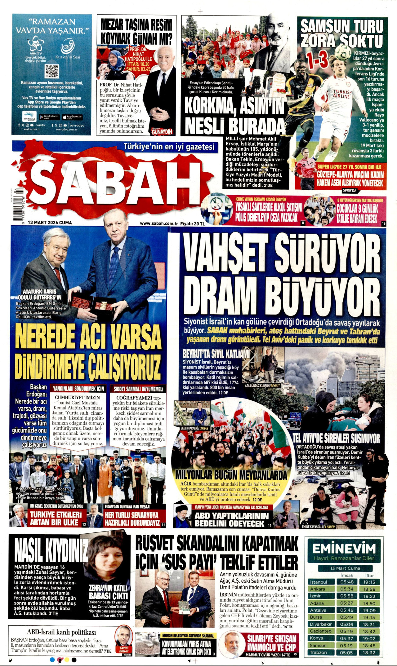 Sabah Gazetesi Manşeti