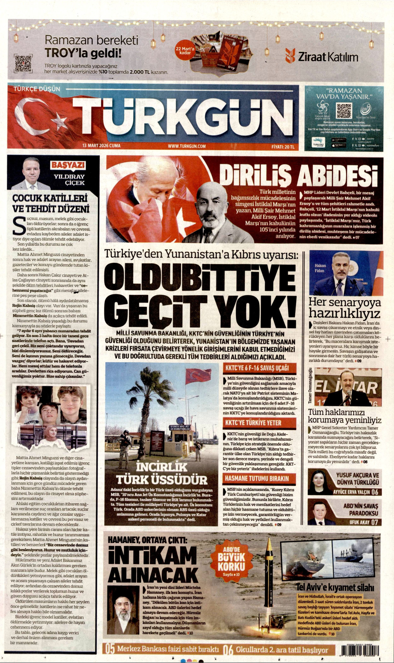 Türkgün Gazetesi Manşeti