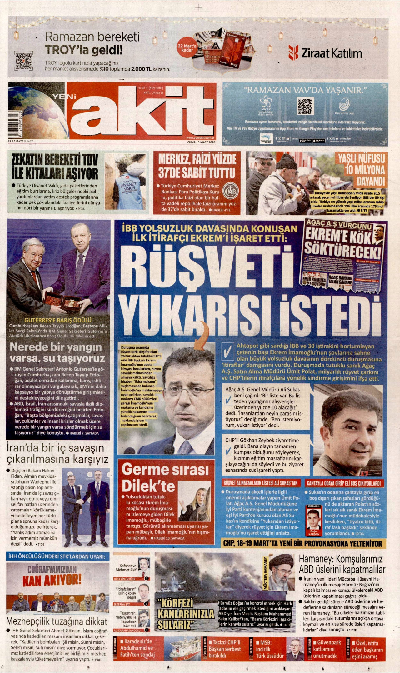 Yeni Akit Gazetesi Manşeti