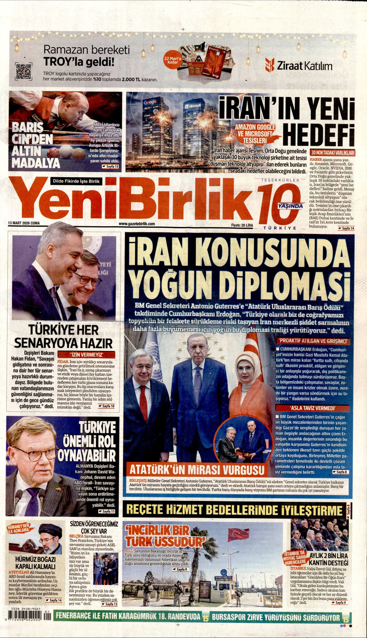 YeniBirlik Gazetesi Manşeti