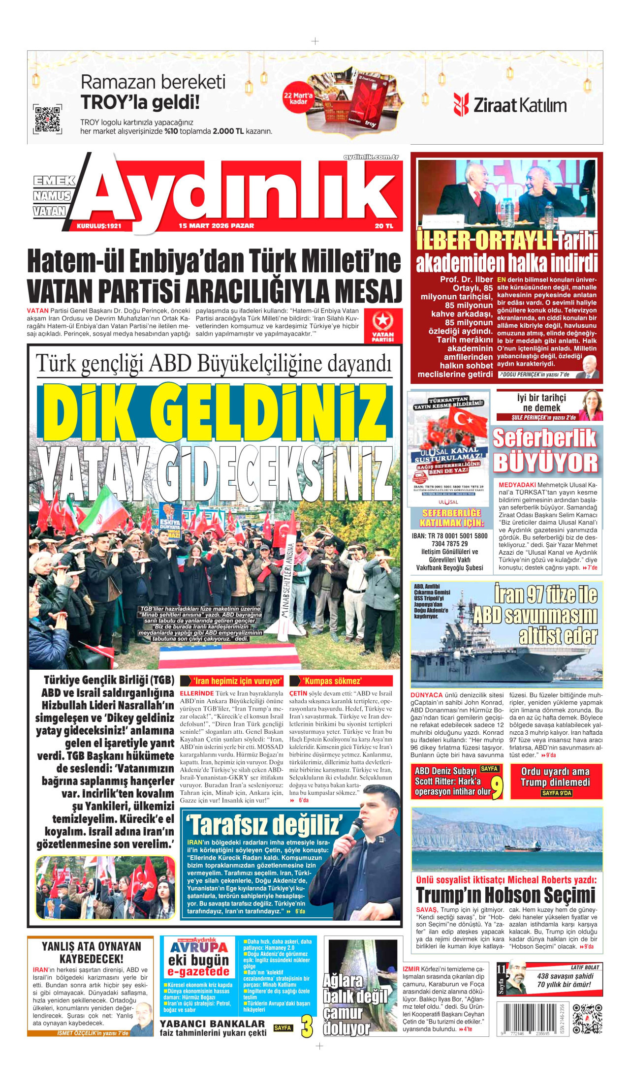 Aydınlık Gazetesi Manşet
