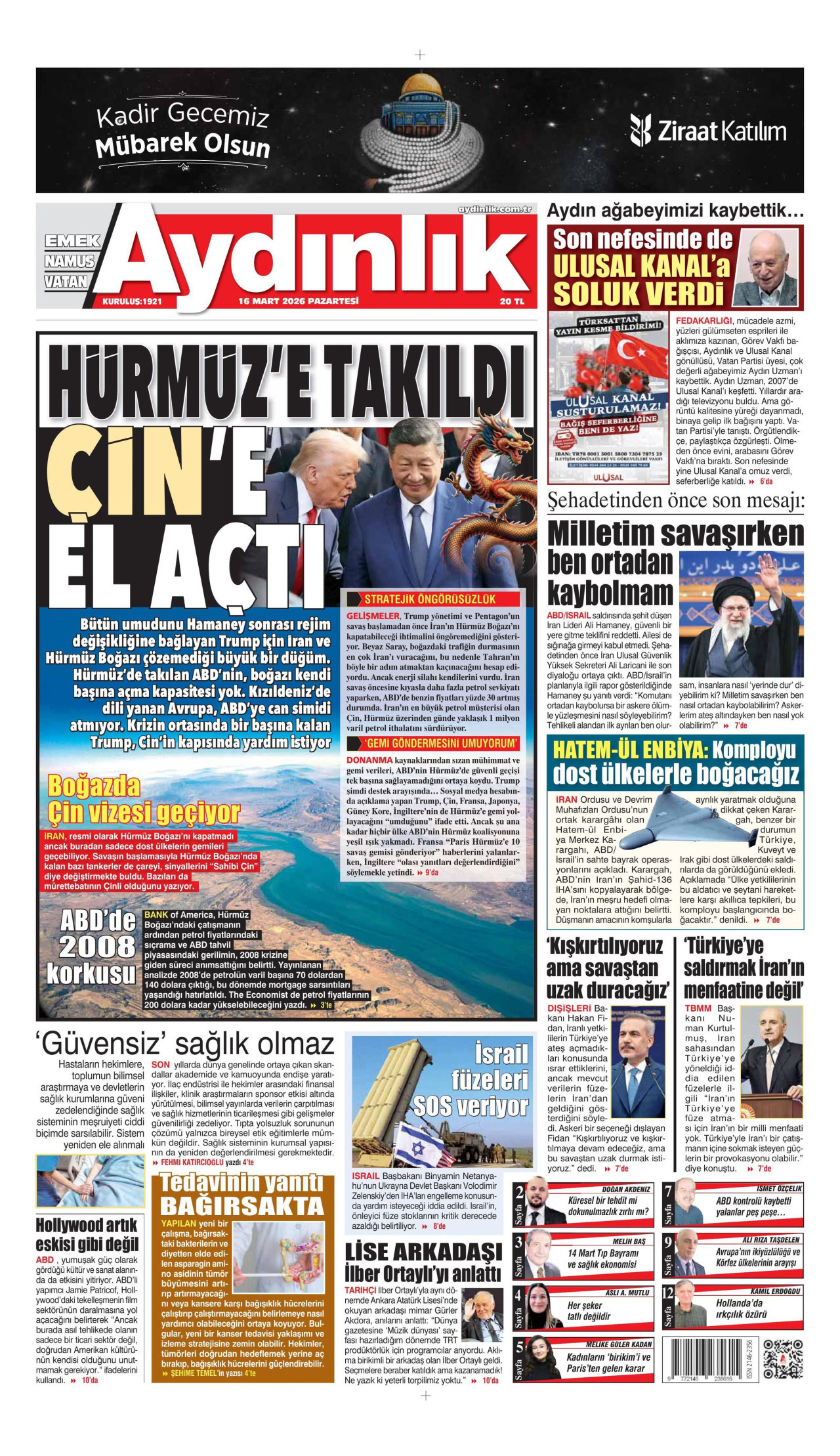 Aydınlık Gazetesi Manşet