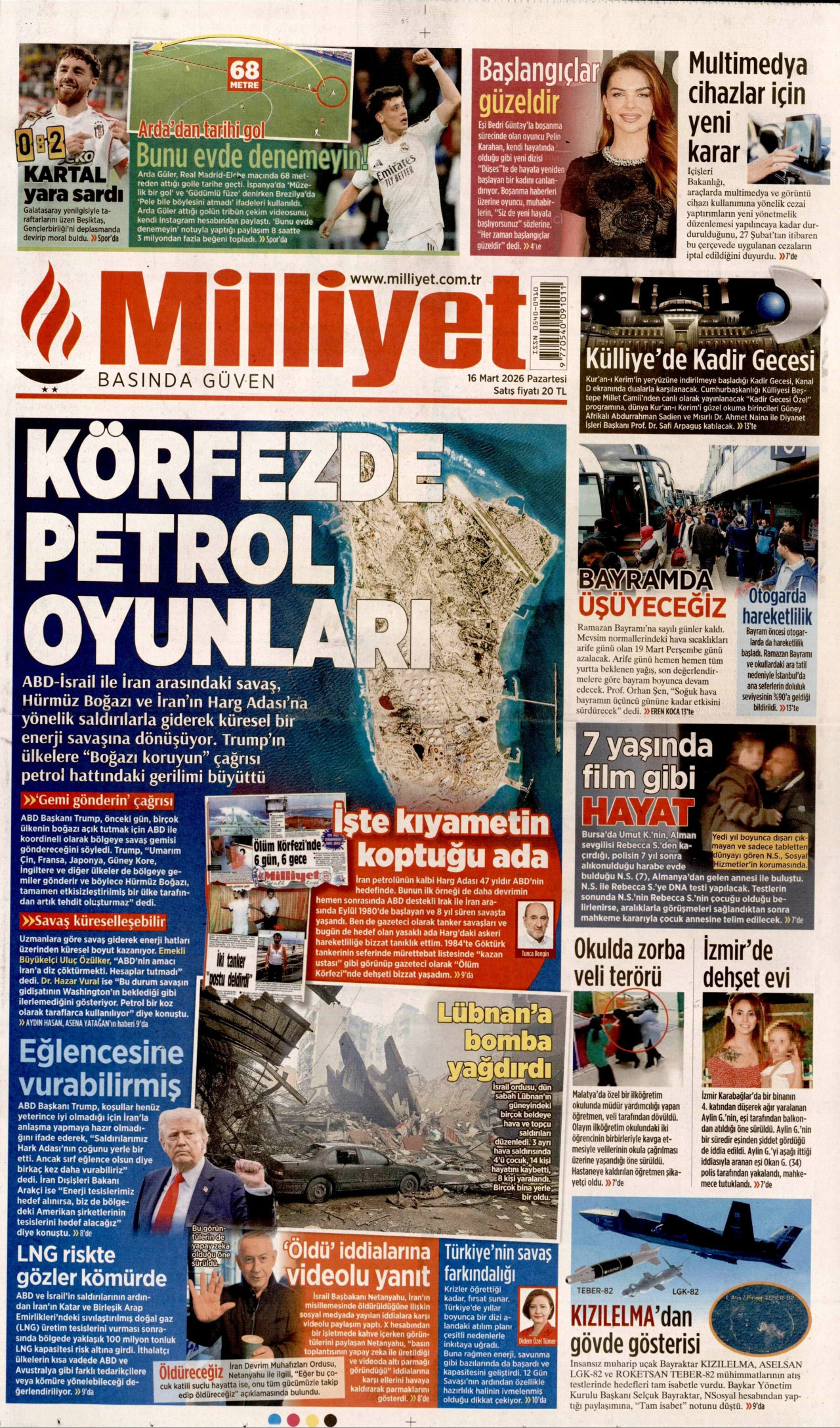 Milliyet Gazetesi Manşeti - 16.03.2026