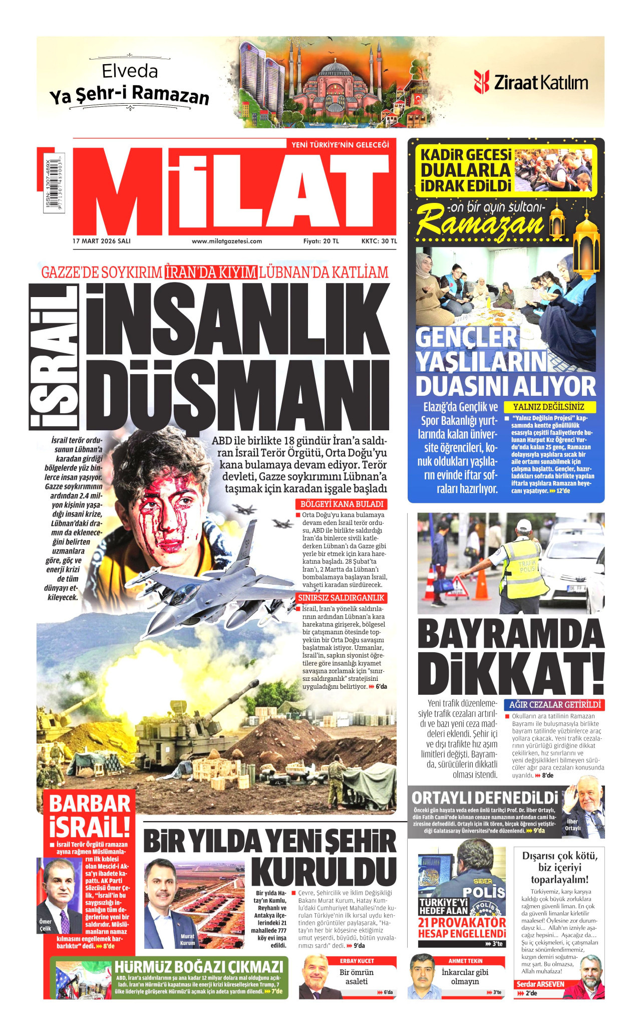Milat Gazetesi Manşeti - 17.03.2026