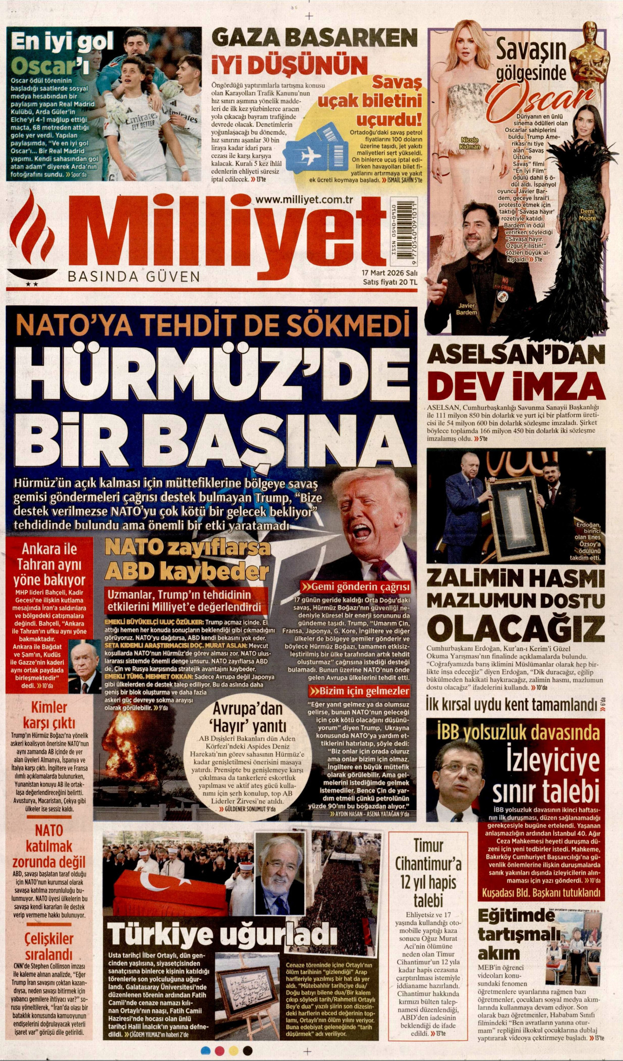 Milliyet Gazetesi Manşeti - 17.03.2026