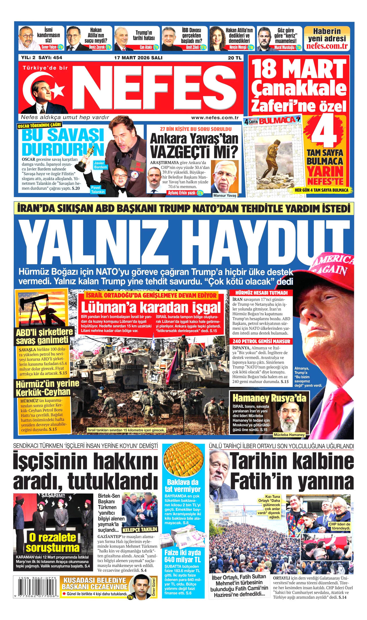 Nefes Gazetesi Manşeti - 17.03.2026