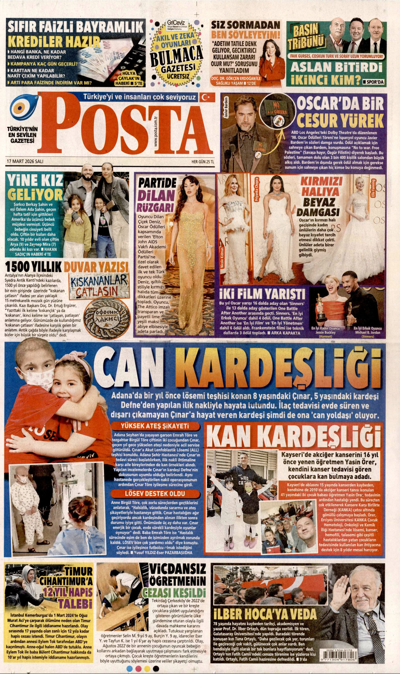Posta Gazetesi Manşeti - 17.03.2026
