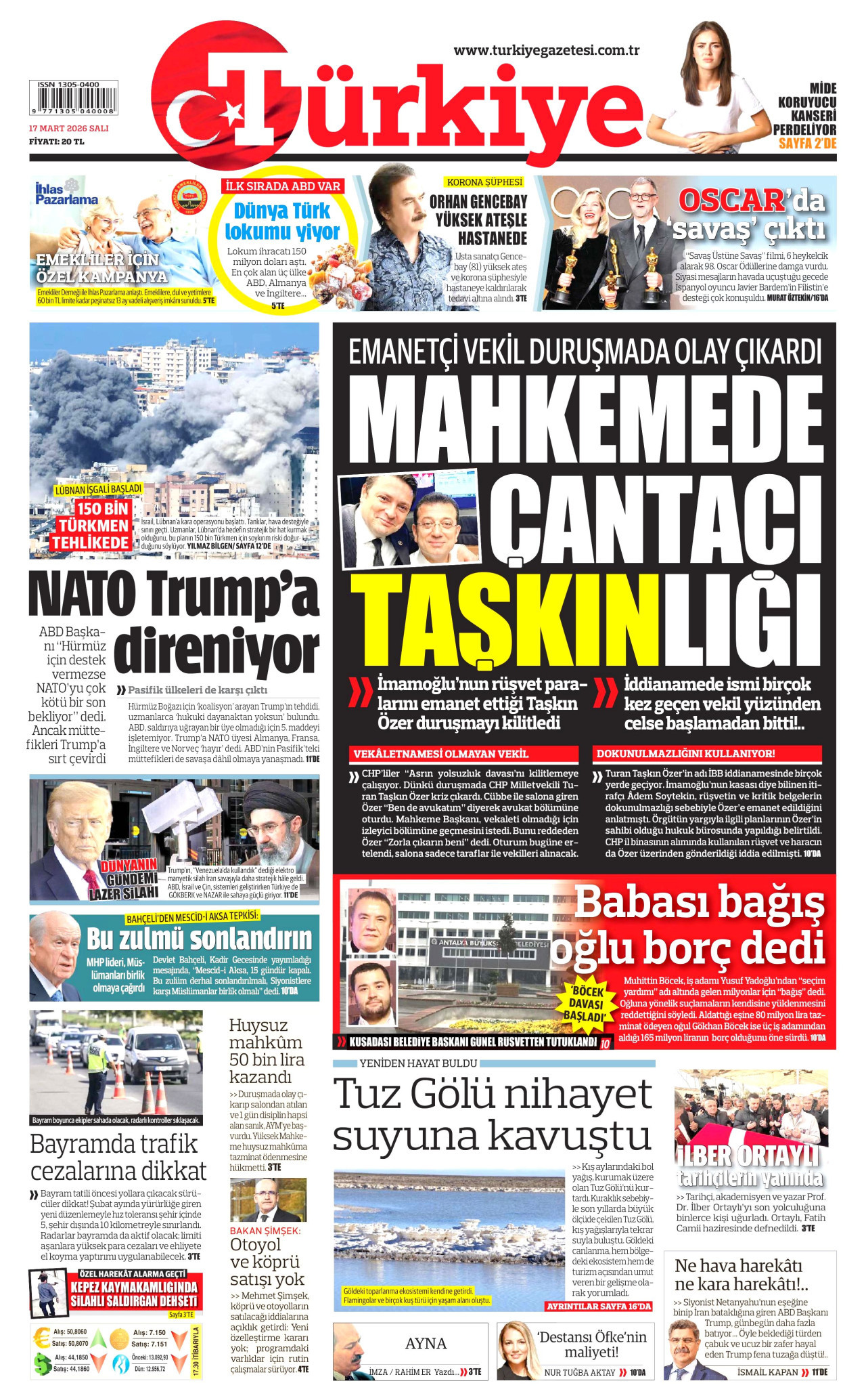 Türkiye Gazetesi Gazetesi Manşeti - 17.03.2026