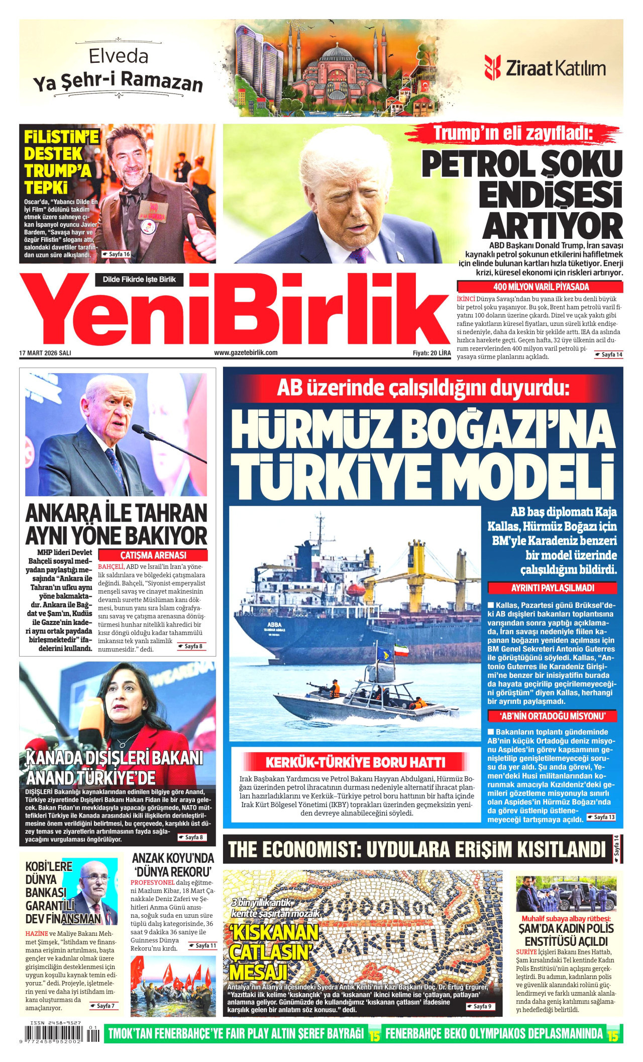 YeniBirlik Gazetesi Manşeti - 17.03.2026