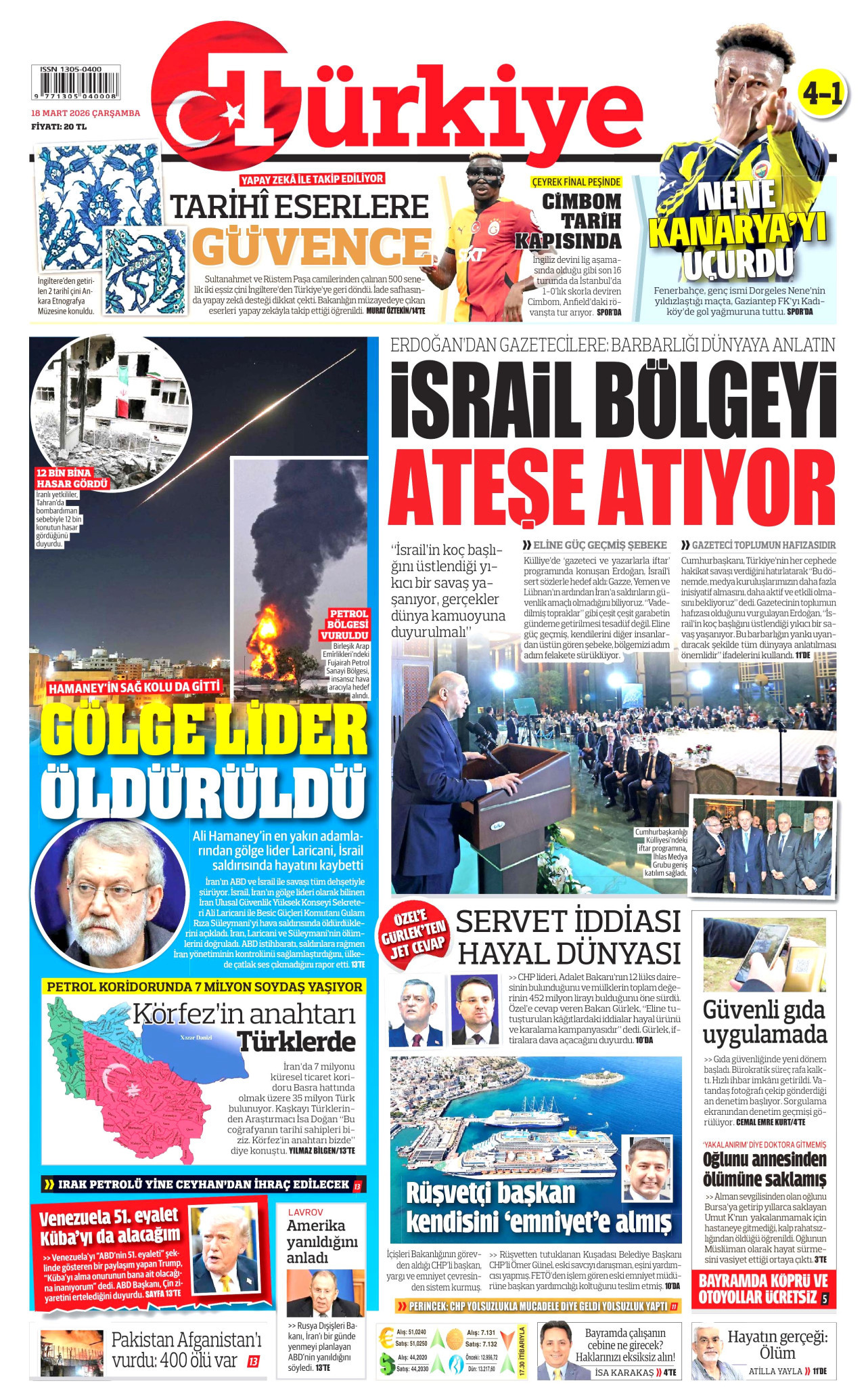 Türkiye Gazetesi Gazetesi Manşeti - 18.03.2026