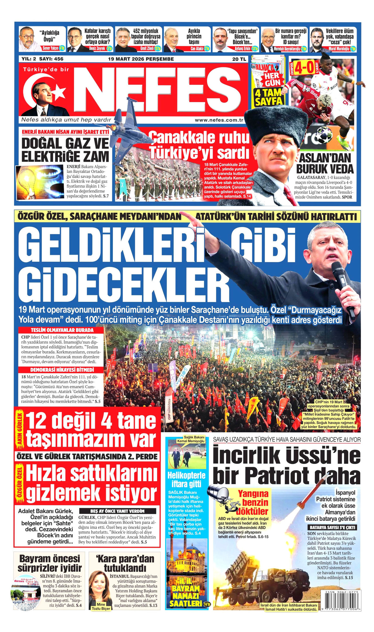 Nefes Gazetesi Manşeti - 19.03.2026