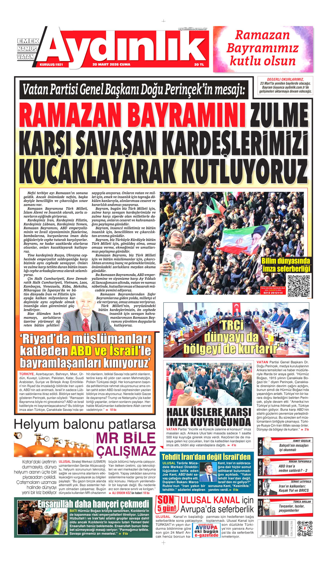 Aydınlık Gazetesi Manşet