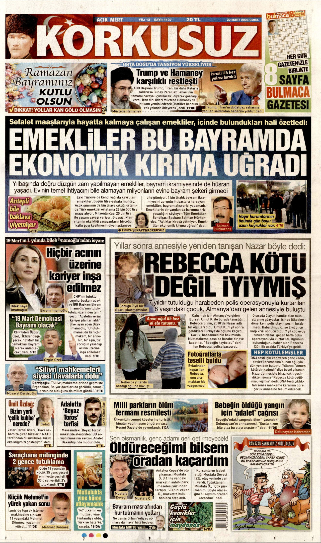 Korkusuz Gazetesi Manşeti - 20.03.2026