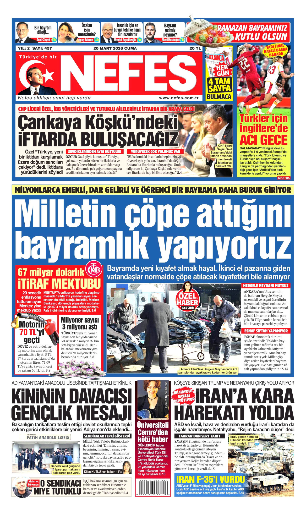 Nefes Gazetesi Manşeti - 20.03.2026