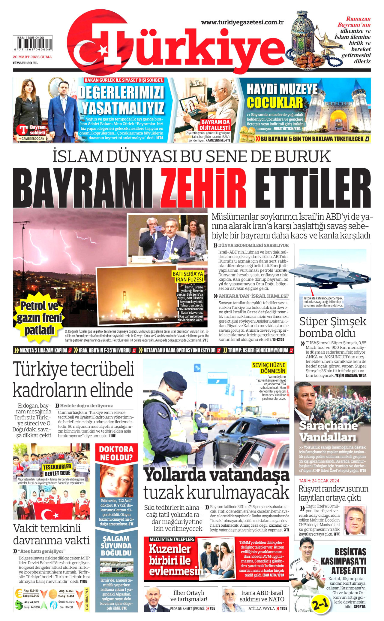 Türkiye Gazetesi Gazetesi Manşeti - 20.03.2026