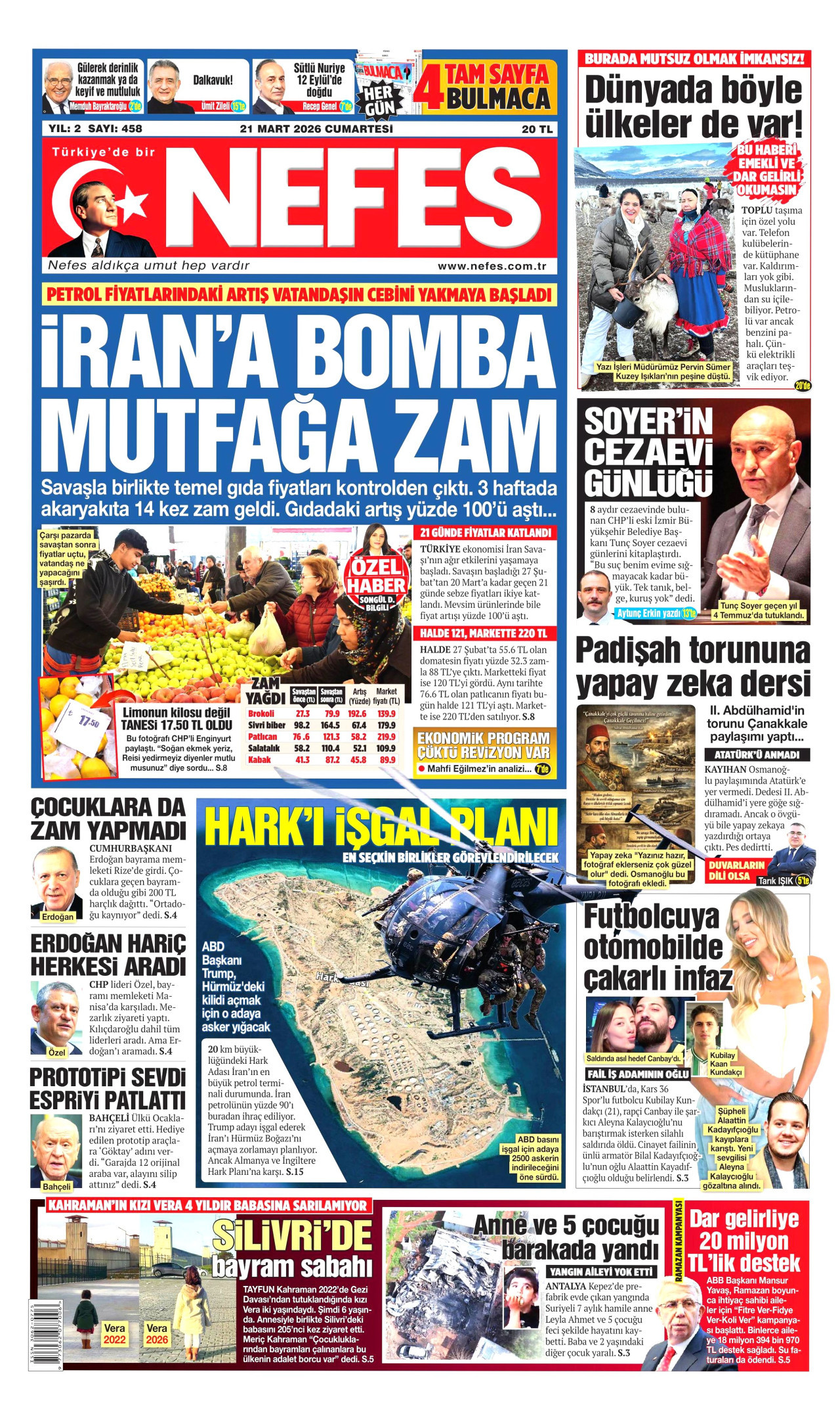 Nefes Gazetesi Manşeti - 21.03.2026