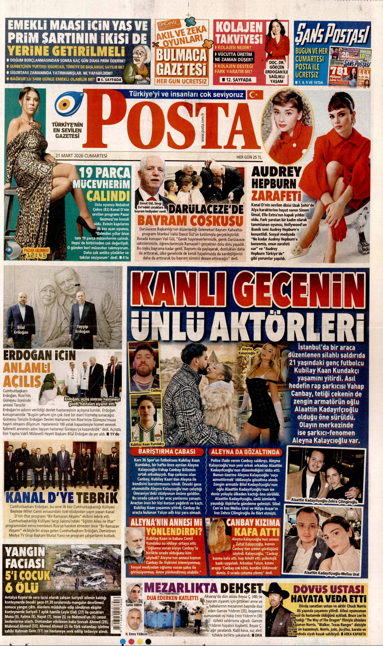 Posta Gazetesi Manşeti - 21.03.2026