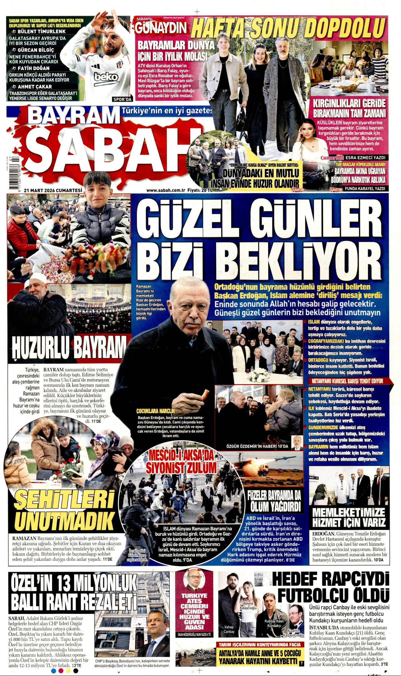 Sabah Gazetesi Manşeti - 21.03.2026