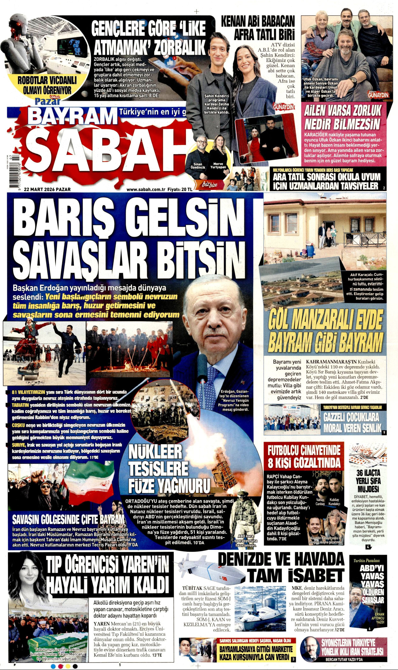 Sabah Gazetesi Manşeti - 22.03.2026