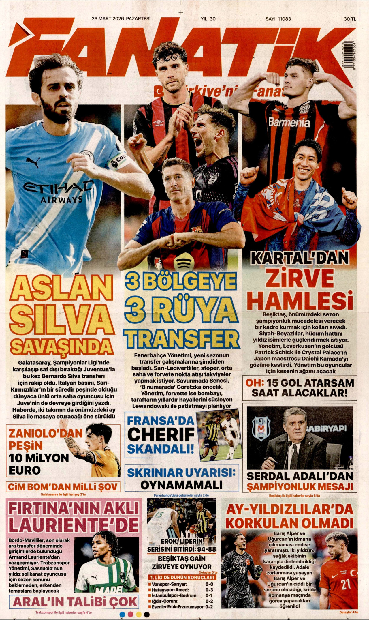 Fanatik Gazetesi Manşeti - 23.03.2026