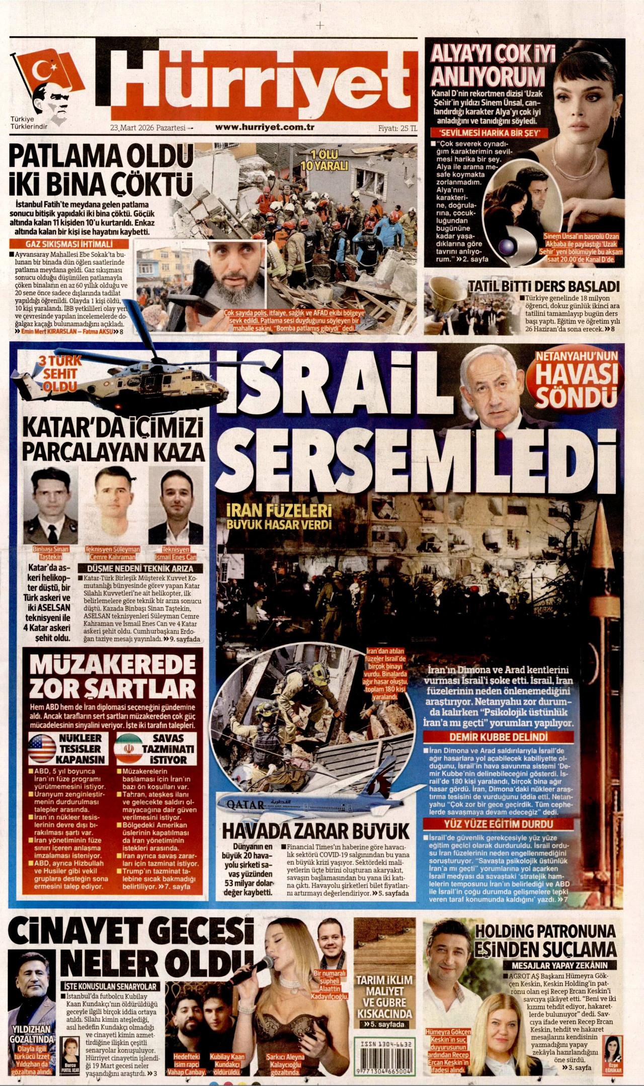 Hürriyet Gazetesi Manşeti - 23.03.2026