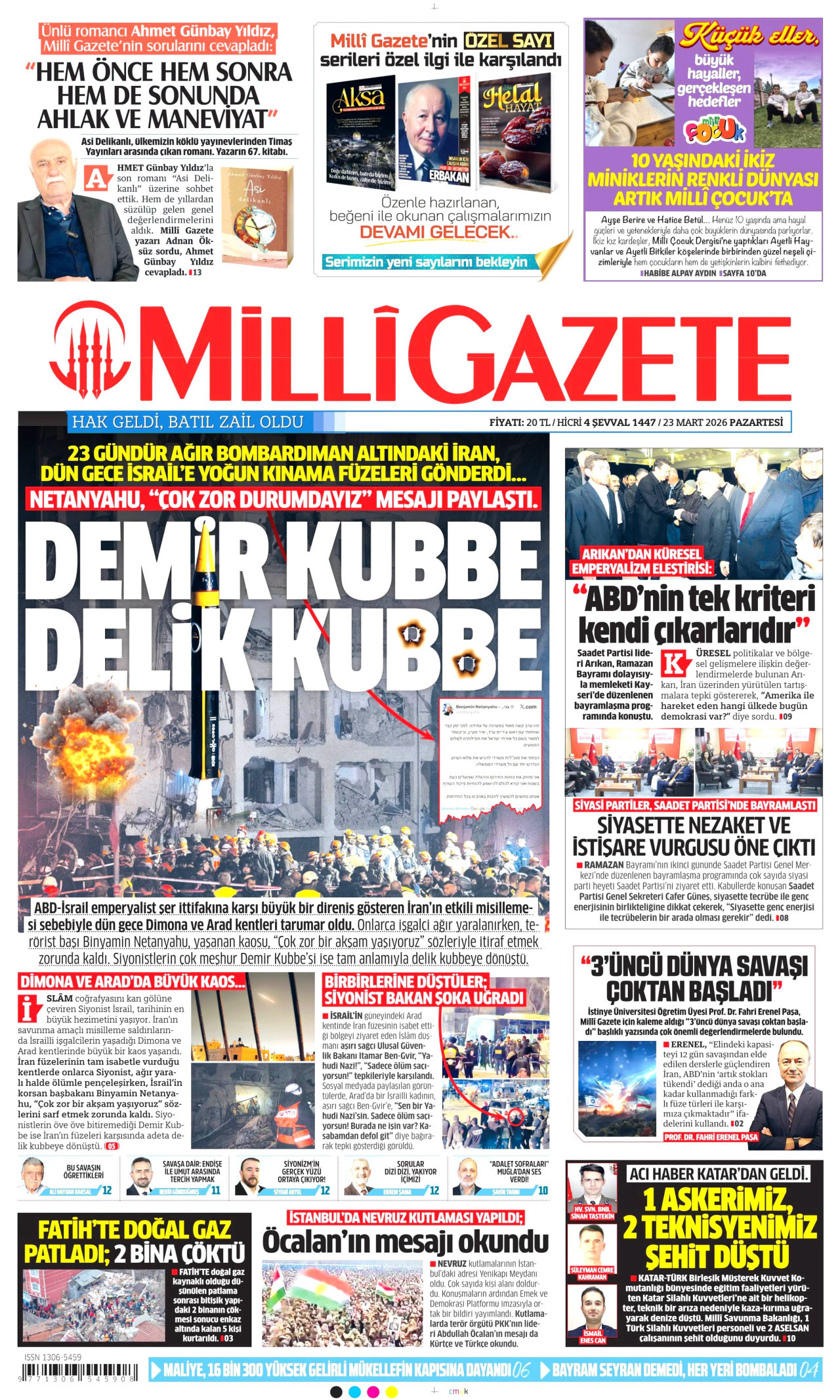 Milli Gazete Gazetesi Manşeti - 23.03.2026
