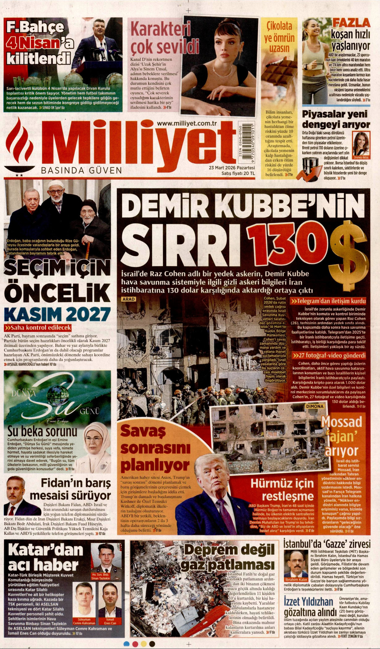 Milliyet Gazetesi Manşeti - 23.03.2026