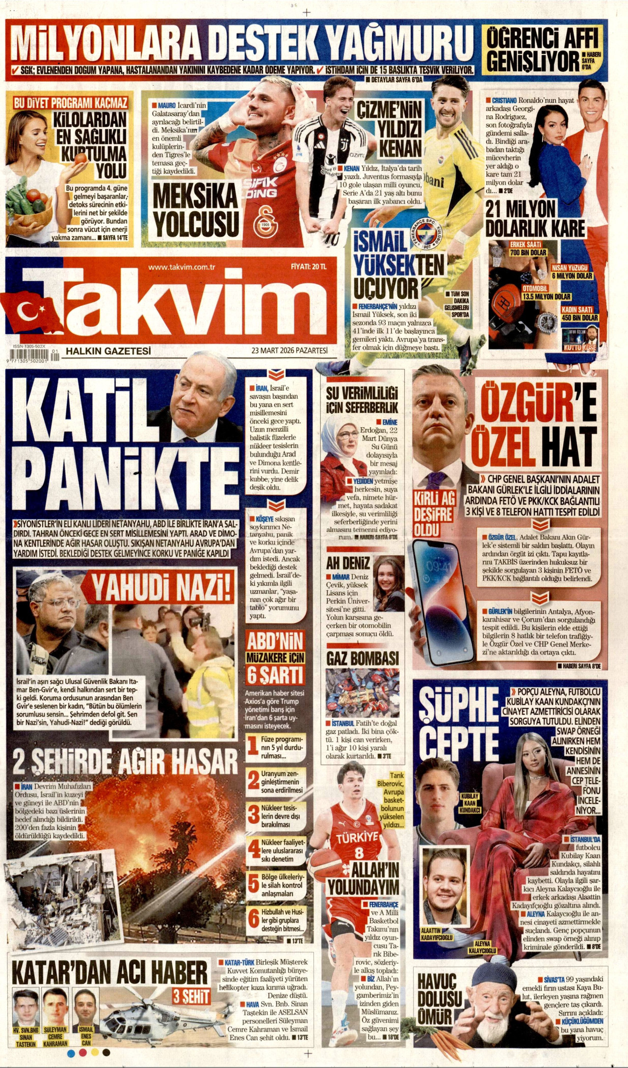 Takvim Gazetesi Manşeti - 23.03.2026