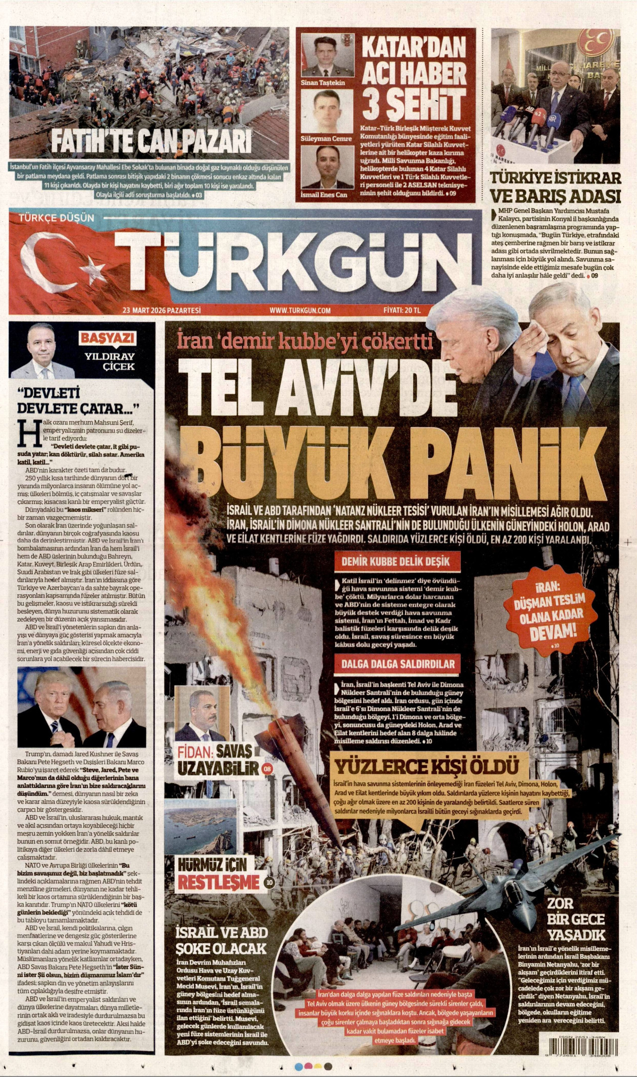 Türkgün Gazetesi Manşeti - 23.03.2026