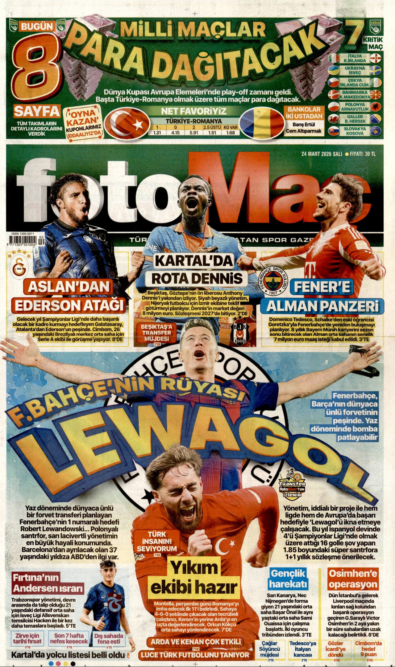 Fotomaç Gazetesi Manşeti - 24.03.2026