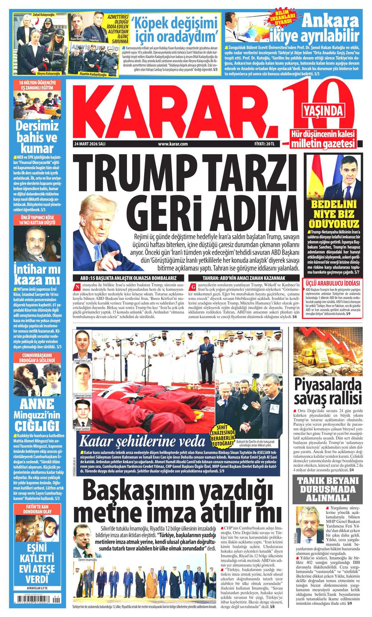 Karar Gazetesi Manşeti - 24.03.2026