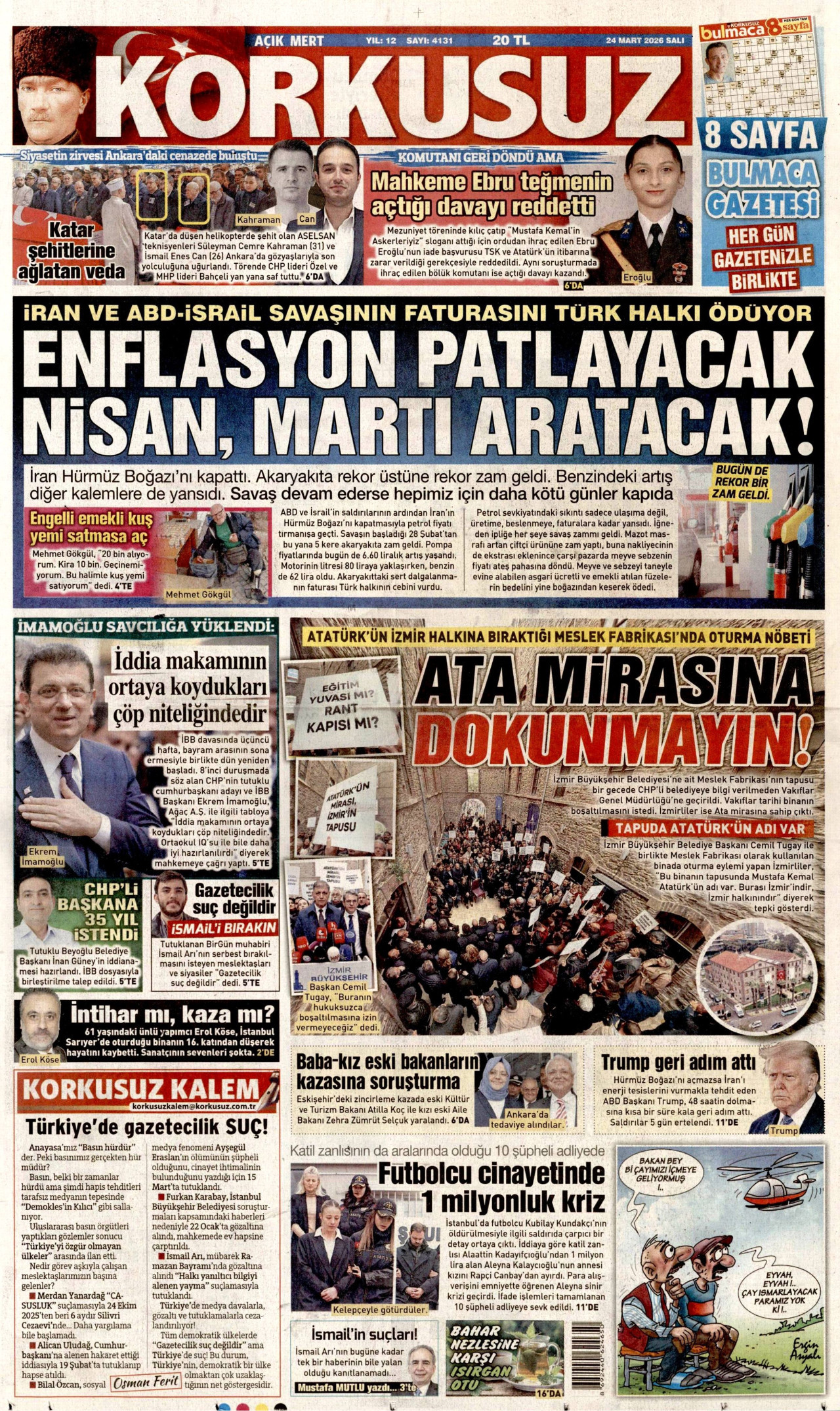 Korkusuz Gazetesi Manşeti - 24.03.2026