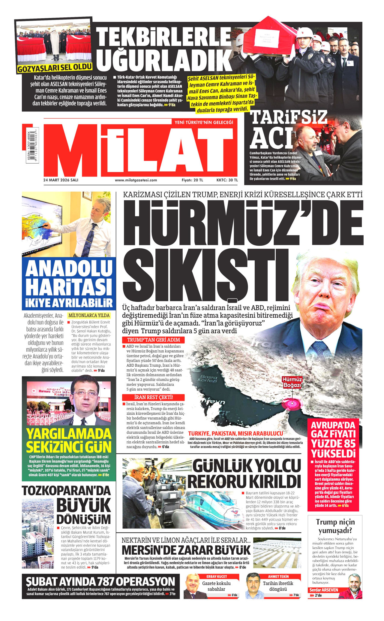 Milat Gazetesi Manşeti - 24.03.2026