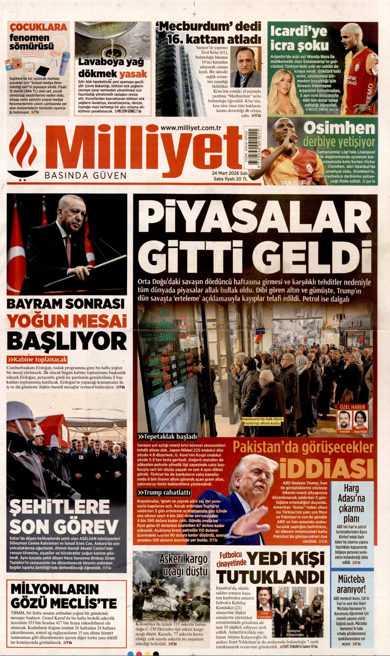 Milliyet Gazetesi Manşeti - 24.03.2026