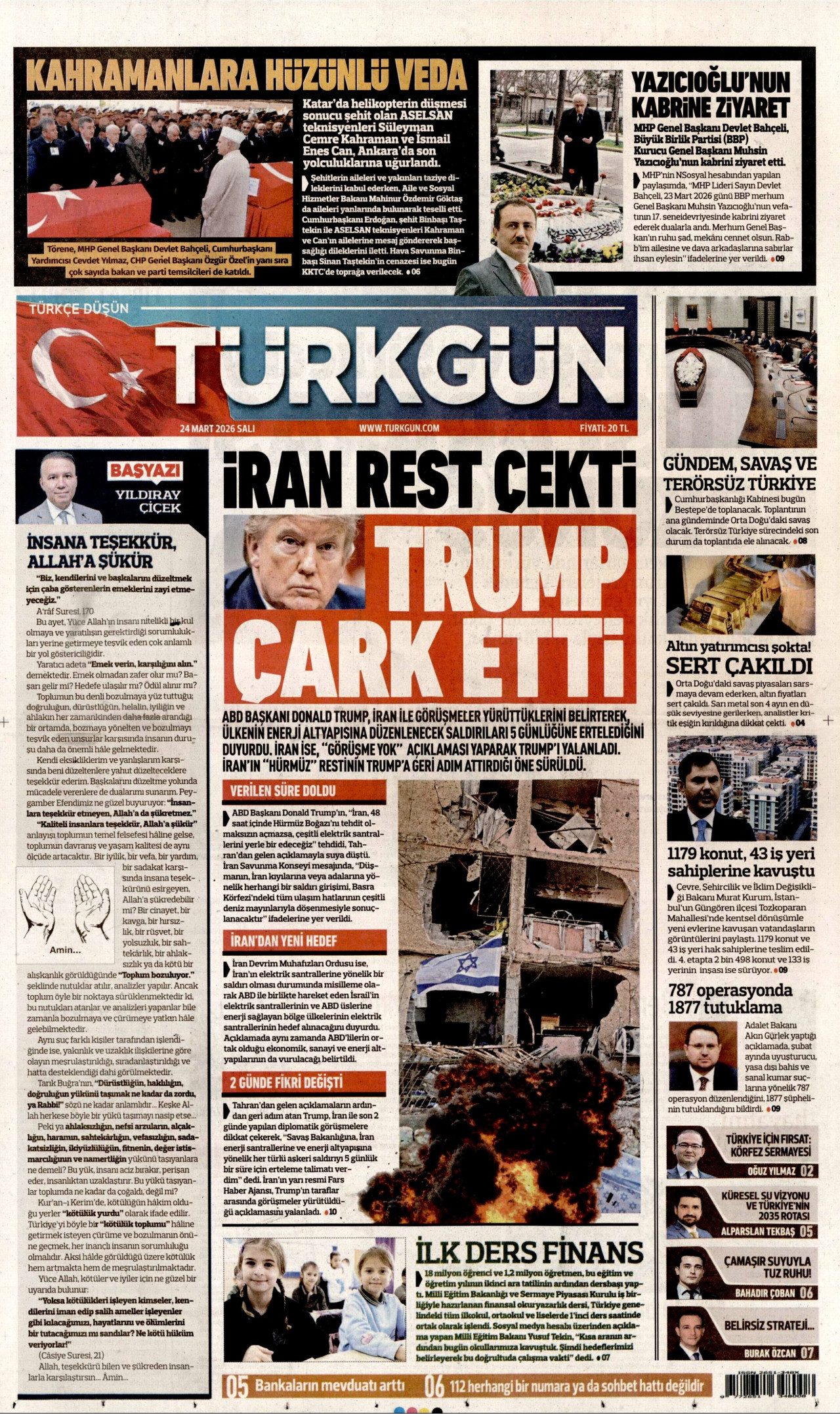 Türkgün Gazetesi Manşeti - 24.03.2026