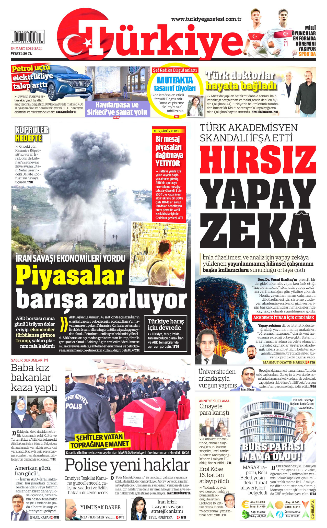Türkiye Gazetesi Gazetesi Manşeti - 24.03.2026