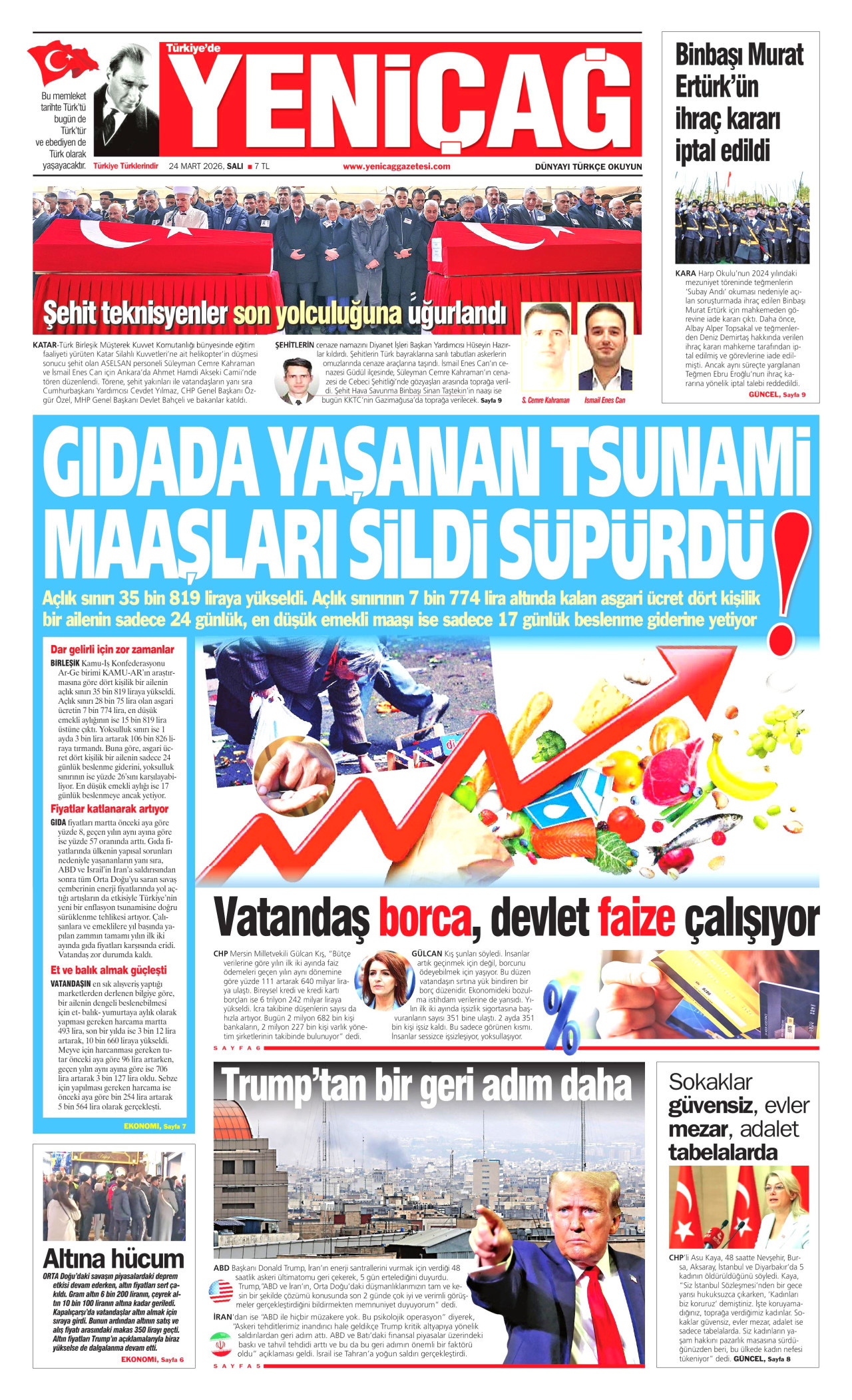 Yeniçağ Gazetesi Manşeti - 24.03.2026