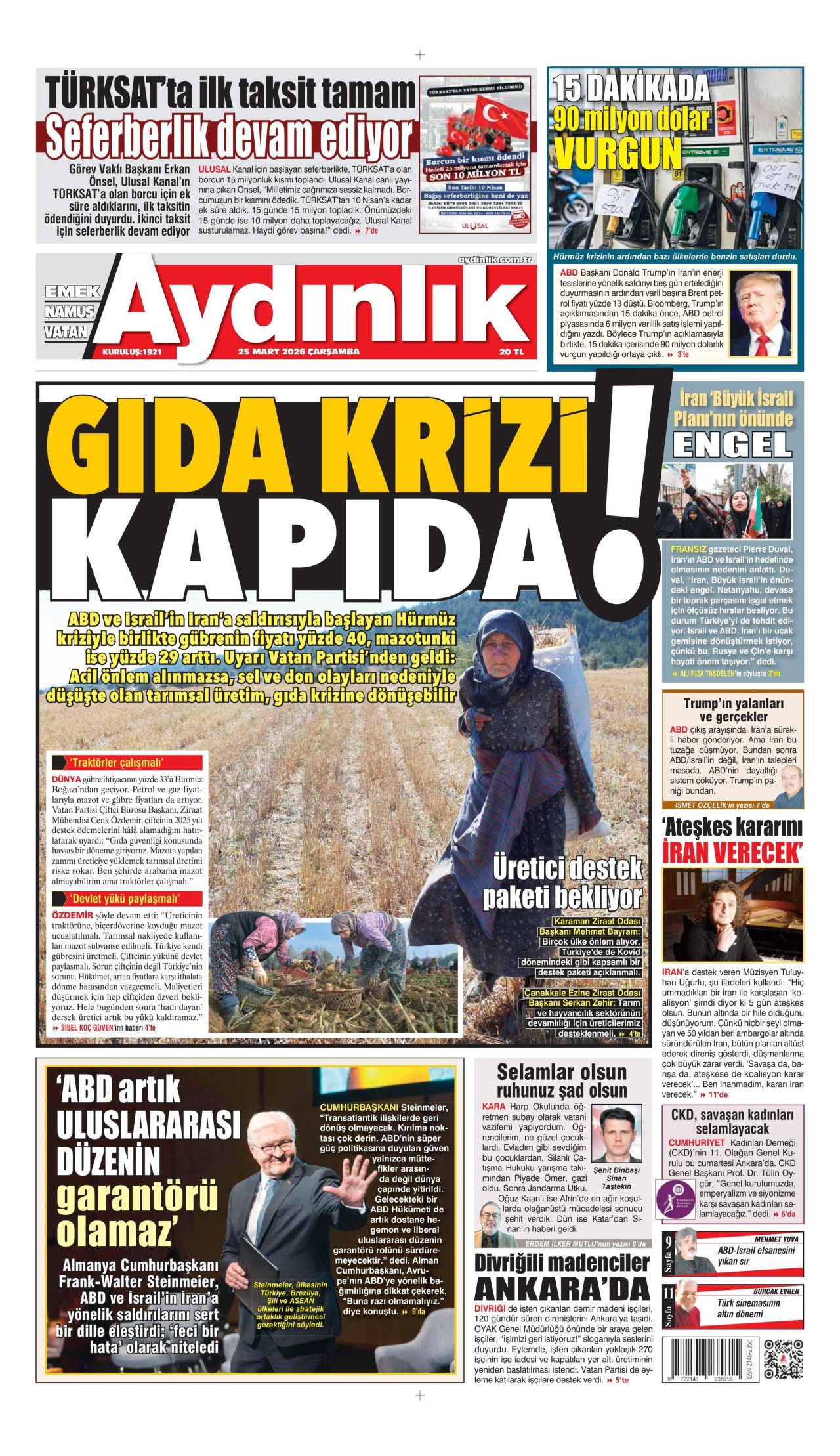 Aydınlık Gazetesi Manşet