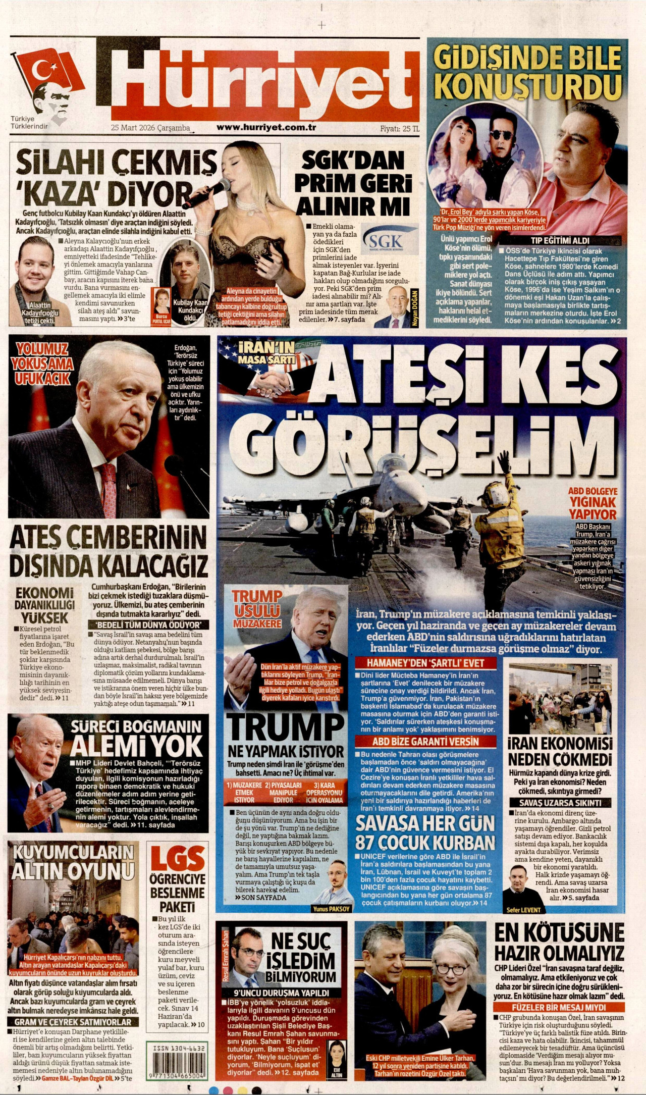 Hürriyet Gazetesi Manşeti - 25.03.2026